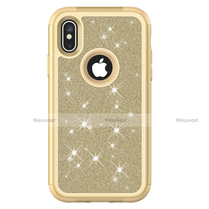 Silicone Matte Finish and Plastic Back Cover Case 360 Degrees Bling-Bling U01 for Apple iPhone X