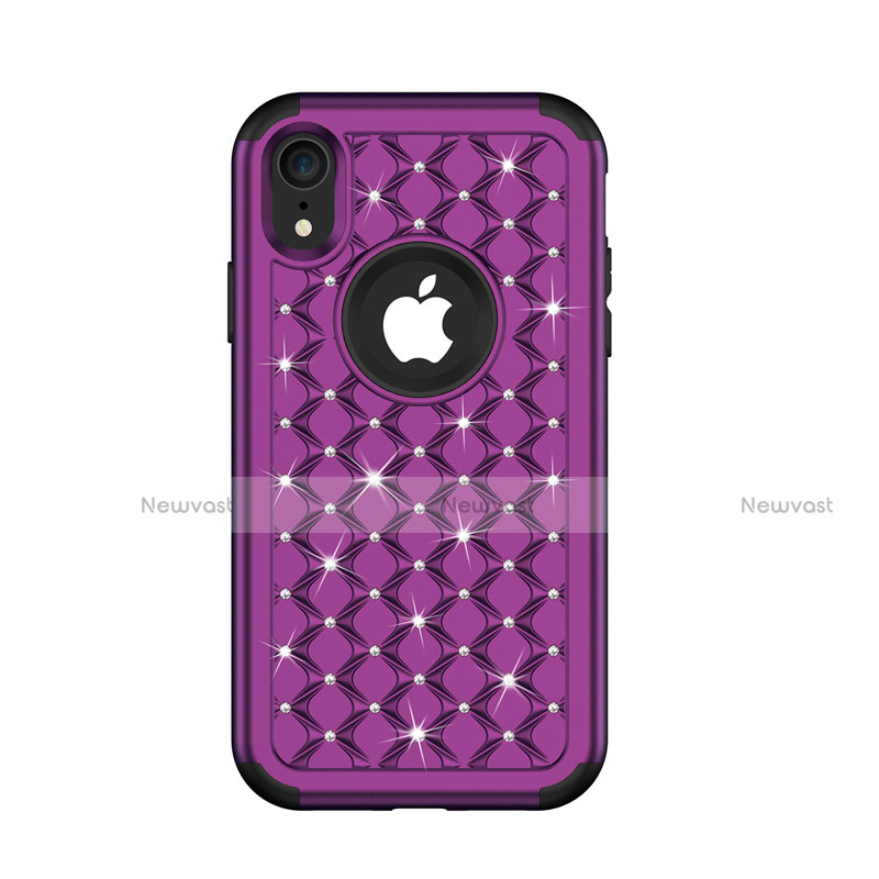 Silicone Matte Finish and Plastic Back Cover Case 360 Degrees Bling-Bling U01 for Apple iPhone XR