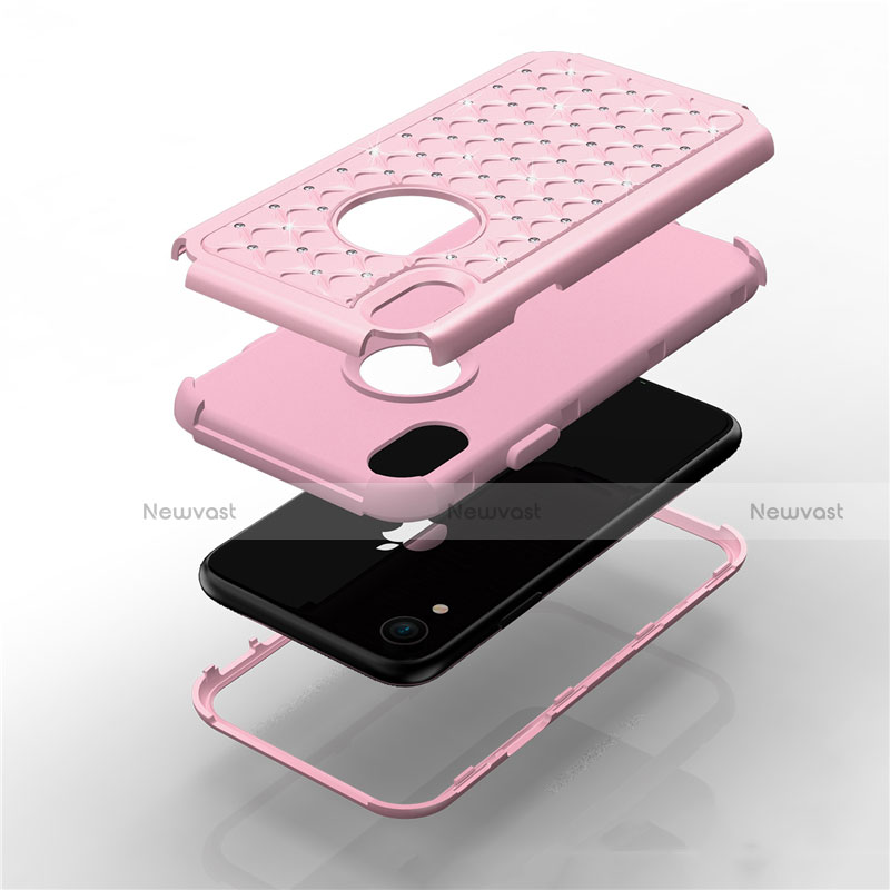 Silicone Matte Finish and Plastic Back Cover Case 360 Degrees Bling-Bling U01 for Apple iPhone XR