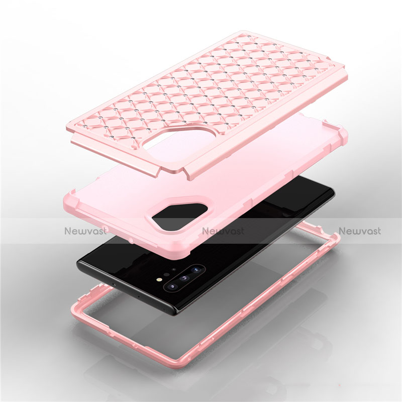 Silicone Matte Finish and Plastic Back Cover Case 360 Degrees Bling-Bling U01 for Samsung Galaxy Note 10 Plus