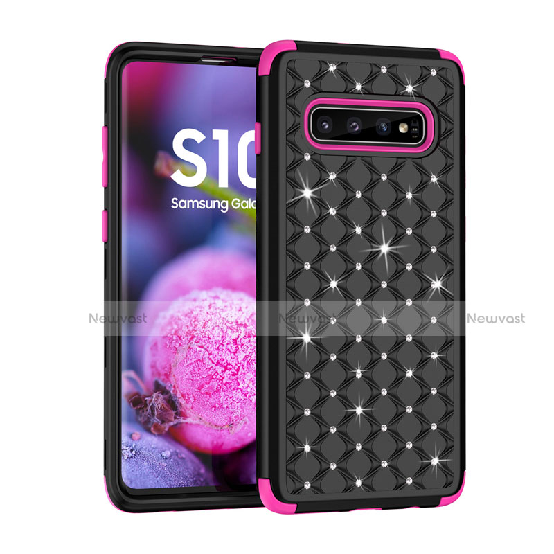 Silicone Matte Finish and Plastic Back Cover Case 360 Degrees Bling-Bling U01 for Samsung Galaxy S10