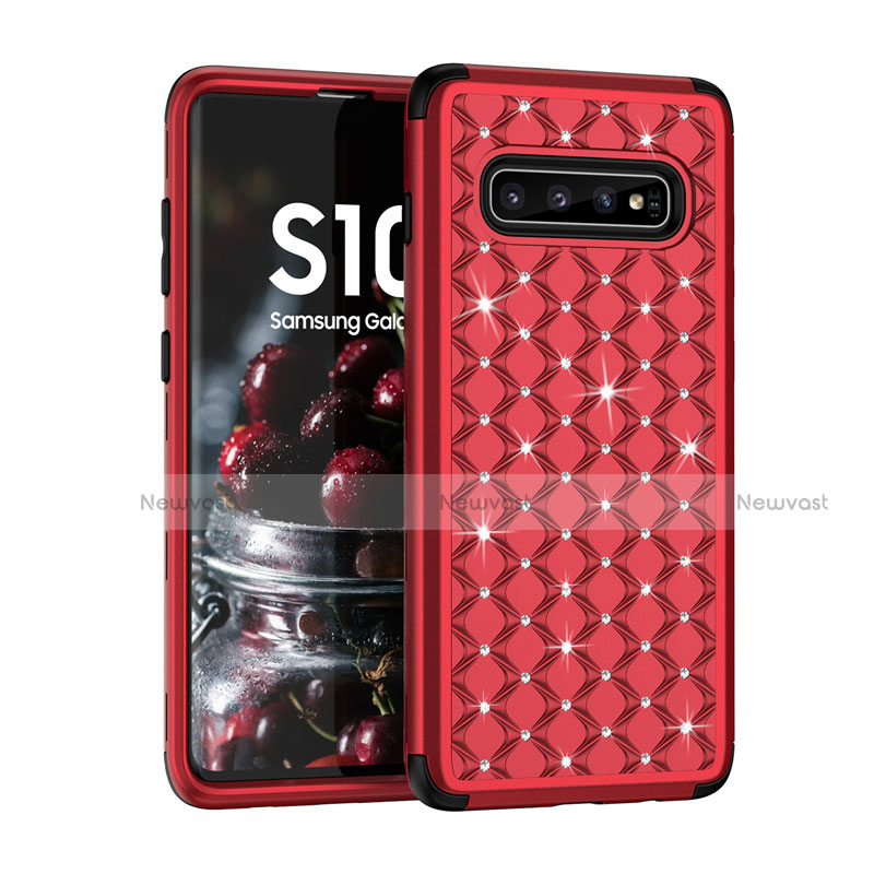 Silicone Matte Finish and Plastic Back Cover Case 360 Degrees Bling-Bling U01 for Samsung Galaxy S10