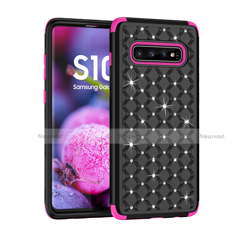 Silicone Matte Finish and Plastic Back Cover Case 360 Degrees Bling-Bling U01 for Samsung Galaxy S10 5G Black