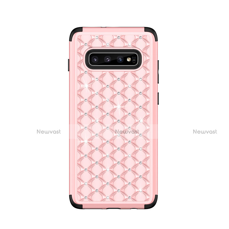 Silicone Matte Finish and Plastic Back Cover Case 360 Degrees Bling-Bling U01 for Samsung Galaxy S10