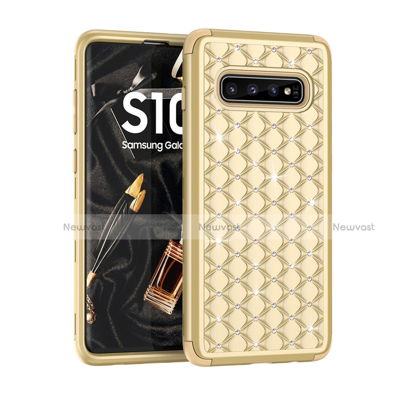 Silicone Matte Finish and Plastic Back Cover Case 360 Degrees Bling-Bling U01 for Samsung Galaxy S10