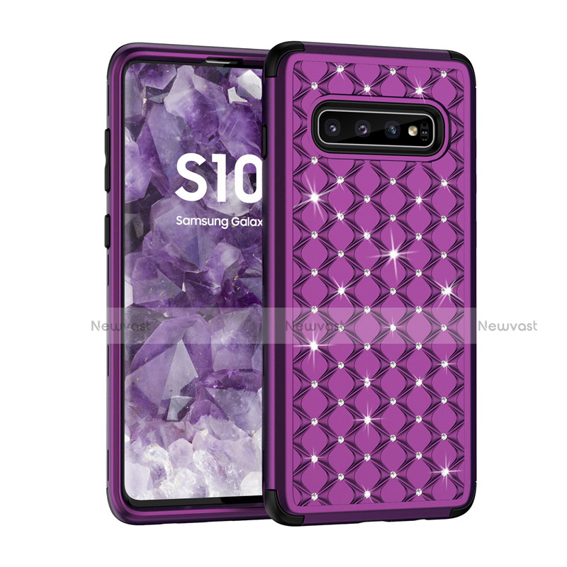 Silicone Matte Finish and Plastic Back Cover Case 360 Degrees Bling-Bling U01 for Samsung Galaxy S10 Plus
