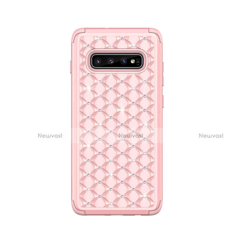 Silicone Matte Finish and Plastic Back Cover Case 360 Degrees Bling-Bling U01 for Samsung Galaxy S10 Plus
