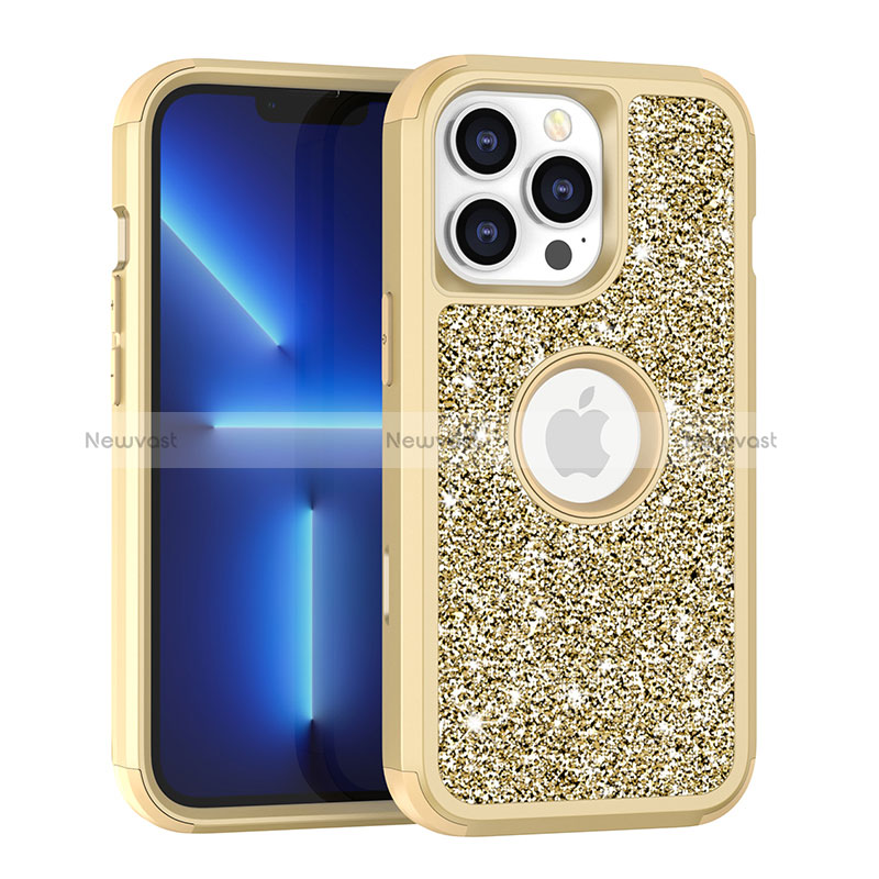 Silicone Matte Finish and Plastic Back Cover Case 360 Degrees Bling-Bling YJ1 for Apple iPhone 13 Pro