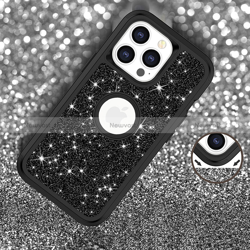 Silicone Matte Finish and Plastic Back Cover Case 360 Degrees Bling-Bling YJ1 for Apple iPhone 13 Pro Max