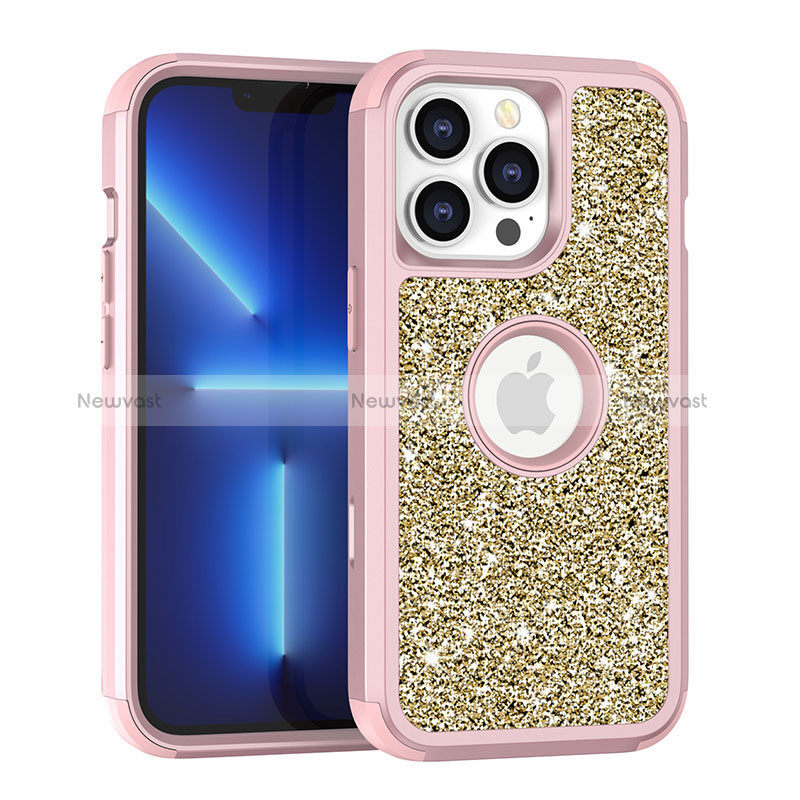 Silicone Matte Finish and Plastic Back Cover Case 360 Degrees Bling-Bling YJ1 for Apple iPhone 13 Pro Max Mixed