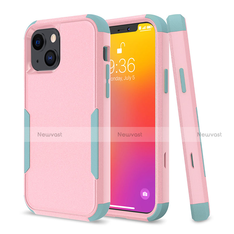 Silicone Matte Finish and Plastic Back Cover Case 360 Degrees for Apple iPhone 13 Mini Pink
