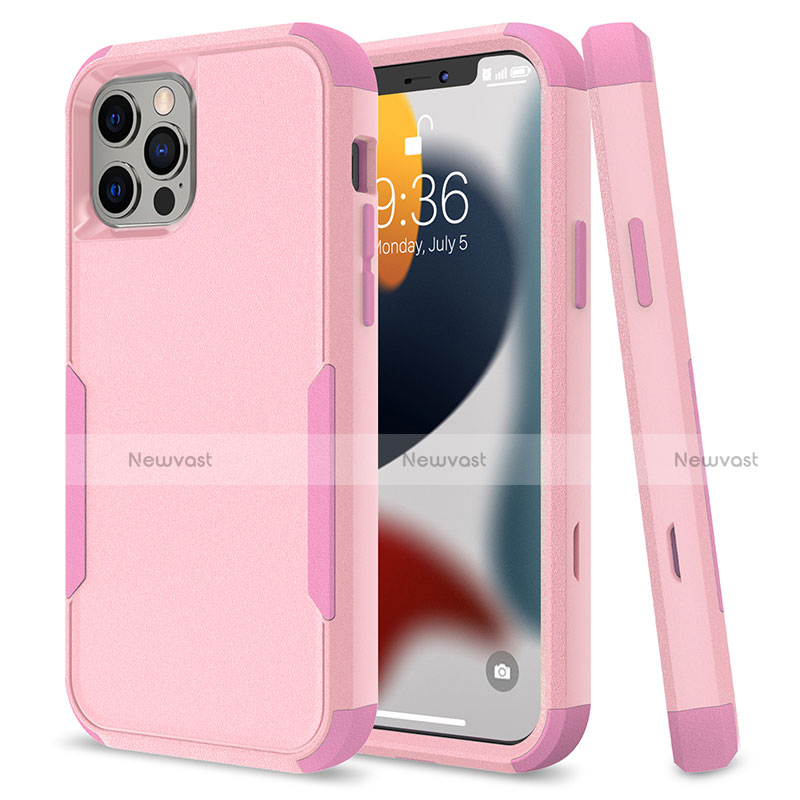 Silicone Matte Finish and Plastic Back Cover Case 360 Degrees for Apple iPhone 13 Pro Max Hot Pink