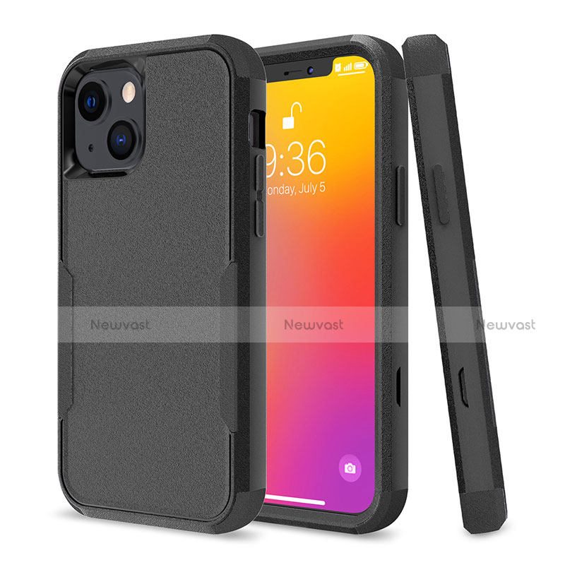 Silicone Matte Finish and Plastic Back Cover Case 360 Degrees for Apple iPhone 14 Plus Black