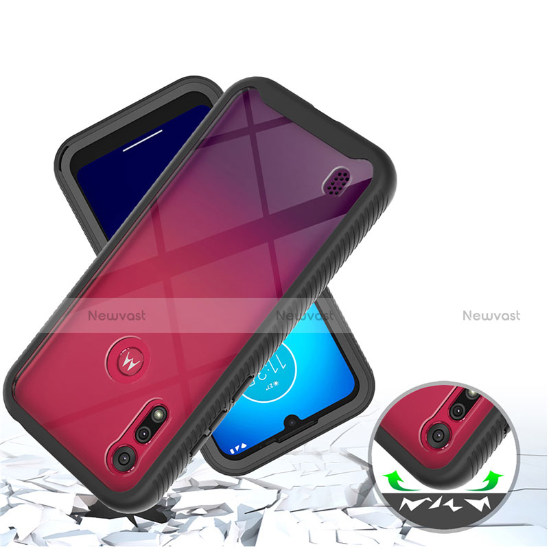 Silicone Matte Finish and Plastic Back Cover Case 360 Degrees for Motorola Moto E6s (2020) Black