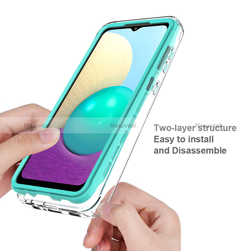 Silicone Matte Finish and Plastic Back Cover Case 360 Degrees for Samsung Galaxy M02