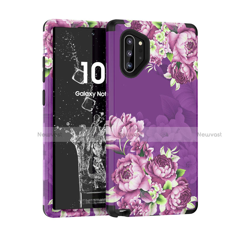 Silicone Matte Finish and Plastic Back Cover Case 360 Degrees for Samsung Galaxy Note 10 Plus 5G Purple