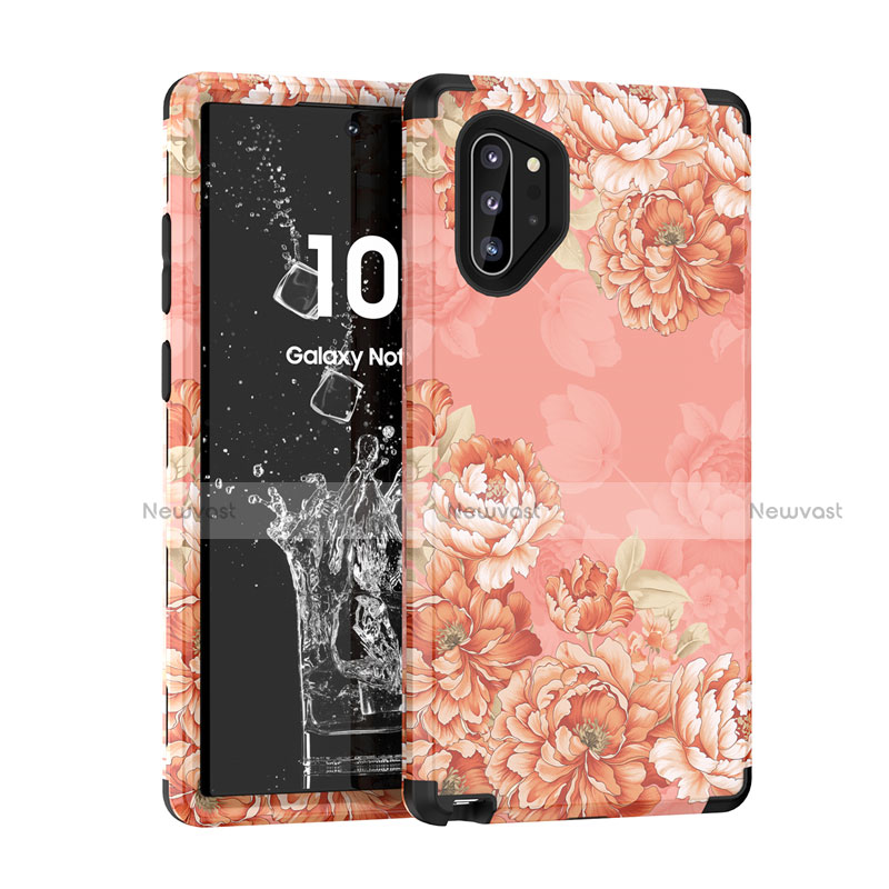 Silicone Matte Finish and Plastic Back Cover Case 360 Degrees for Samsung Galaxy Note 10 Plus 5G Rose Gold