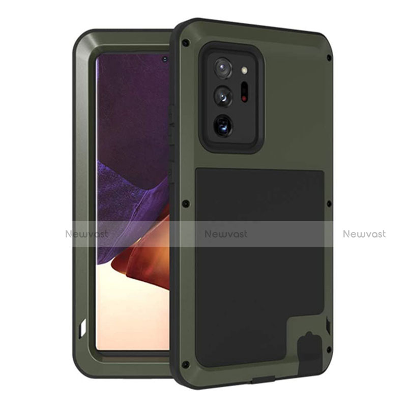 Silicone Matte Finish and Plastic Back Cover Case 360 Degrees for Samsung Galaxy Note 20 Ultra 5G Army green