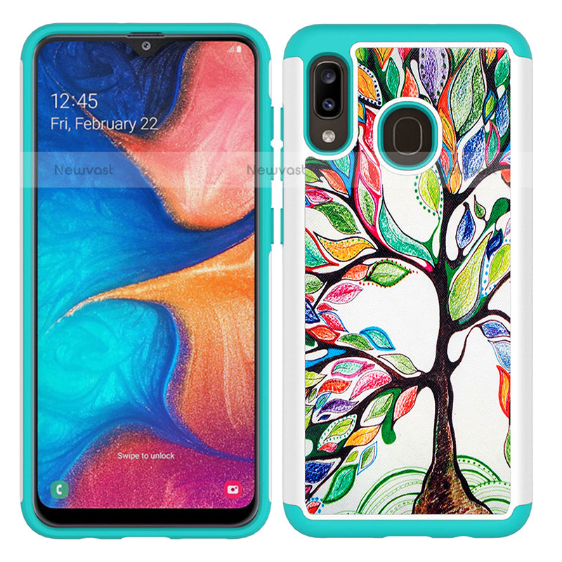 Silicone Matte Finish and Plastic Back Cover Case 360 Degrees JX1 for Samsung Galaxy A20