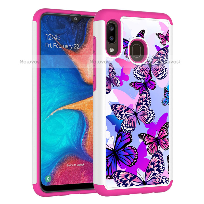 Silicone Matte Finish and Plastic Back Cover Case 360 Degrees JX1 for Samsung Galaxy A20 Purple