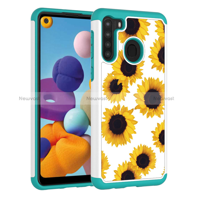 Silicone Matte Finish and Plastic Back Cover Case 360 Degrees JX1 for Samsung Galaxy A21