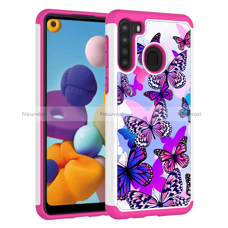 Silicone Matte Finish and Plastic Back Cover Case 360 Degrees JX1 for Samsung Galaxy A21