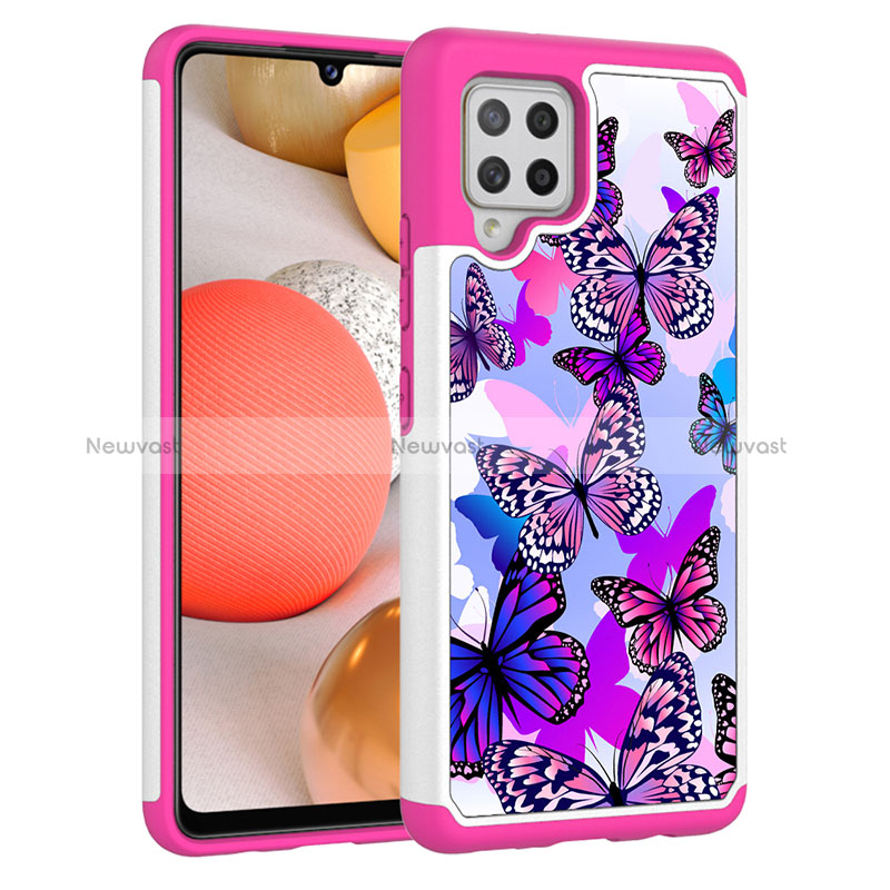 Silicone Matte Finish and Plastic Back Cover Case 360 Degrees JX1 for Samsung Galaxy A42 5G Hot Pink