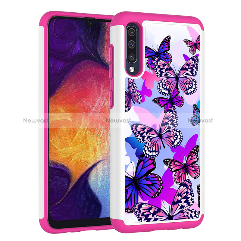 Silicone Matte Finish and Plastic Back Cover Case 360 Degrees JX1 for Samsung Galaxy A50S Hot Pink