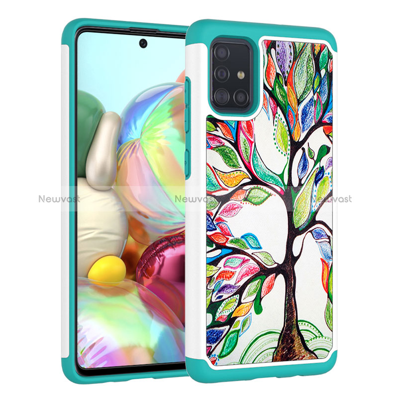 Silicone Matte Finish and Plastic Back Cover Case 360 Degrees JX1 for Samsung Galaxy A51 5G Green