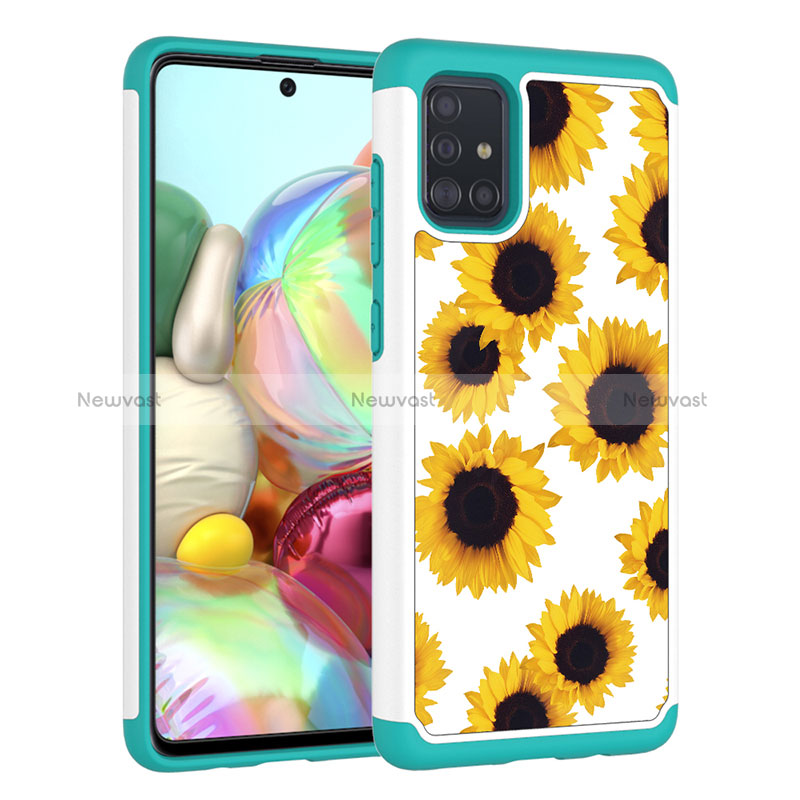 Silicone Matte Finish and Plastic Back Cover Case 360 Degrees JX1 for Samsung Galaxy A51 5G Yellow