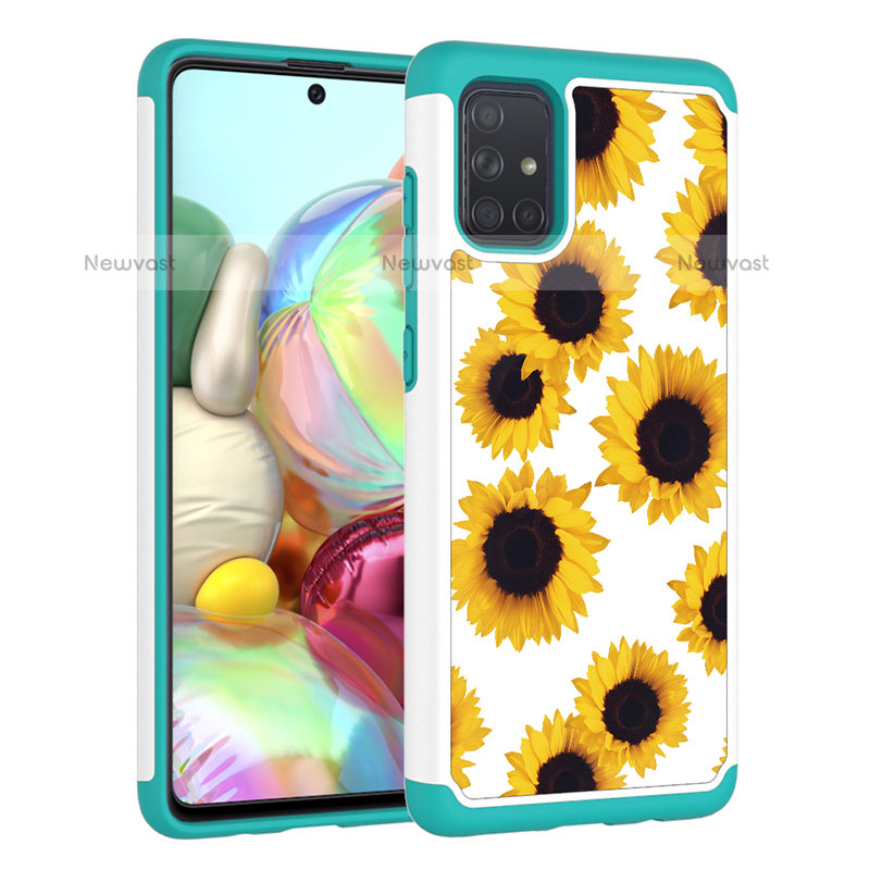 Silicone Matte Finish and Plastic Back Cover Case 360 Degrees JX1 for Samsung Galaxy A71 4G A715 Yellow