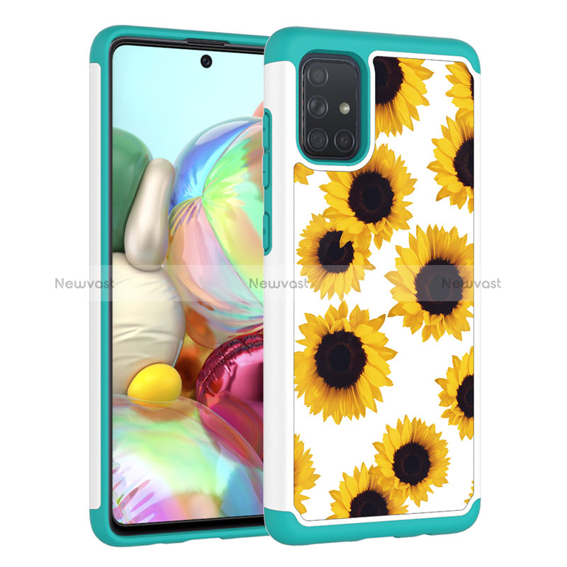 Silicone Matte Finish and Plastic Back Cover Case 360 Degrees JX1 for Samsung Galaxy A71 5G Yellow