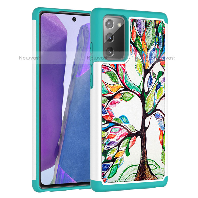 Silicone Matte Finish and Plastic Back Cover Case 360 Degrees JX1 for Samsung Galaxy Note 20 5G Green