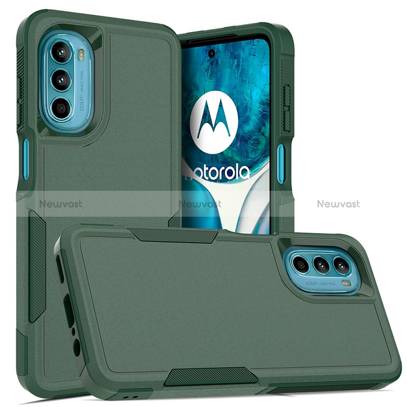 Silicone Matte Finish and Plastic Back Cover Case 360 Degrees MQ1 for Motorola Moto G82 5G Midnight Green