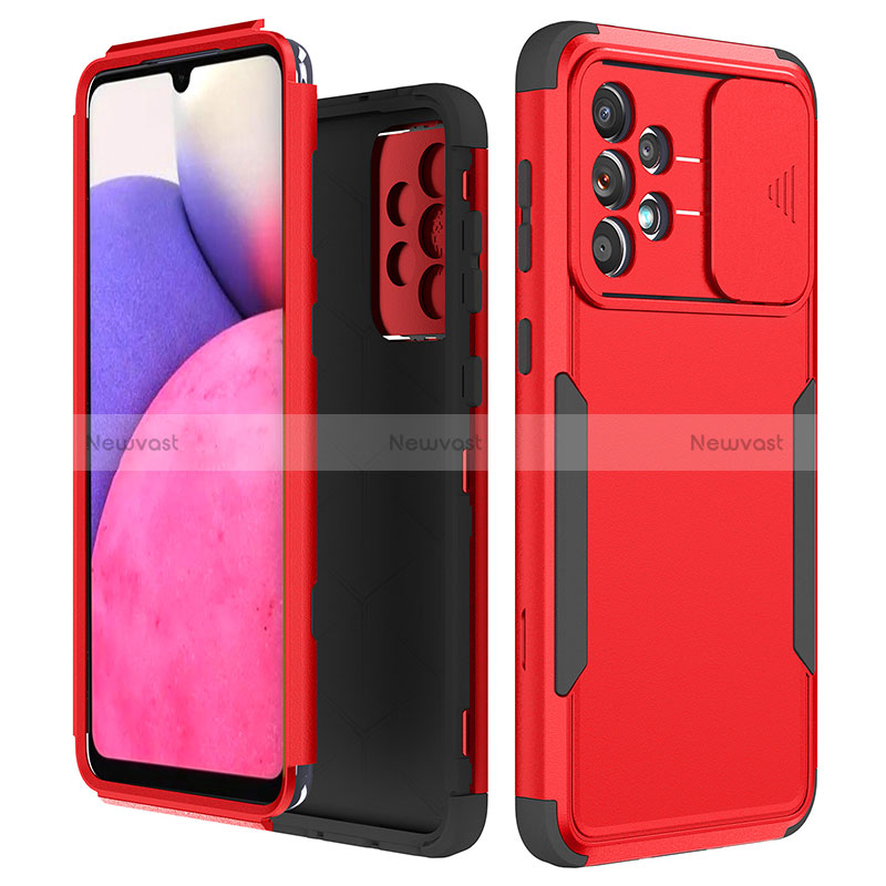 Silicone Matte Finish and Plastic Back Cover Case 360 Degrees MQ1 for Samsung Galaxy A33 5G Red