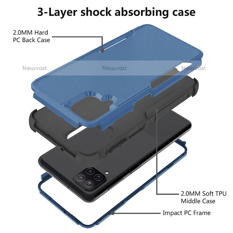 Silicone Matte Finish and Plastic Back Cover Case 360 Degrees MQ1 for Samsung Galaxy F12