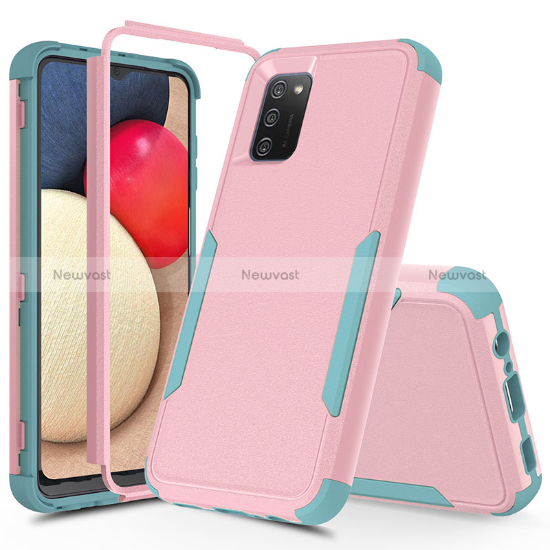 Silicone Matte Finish and Plastic Back Cover Case 360 Degrees MQ1 for Samsung Galaxy M02s Pink