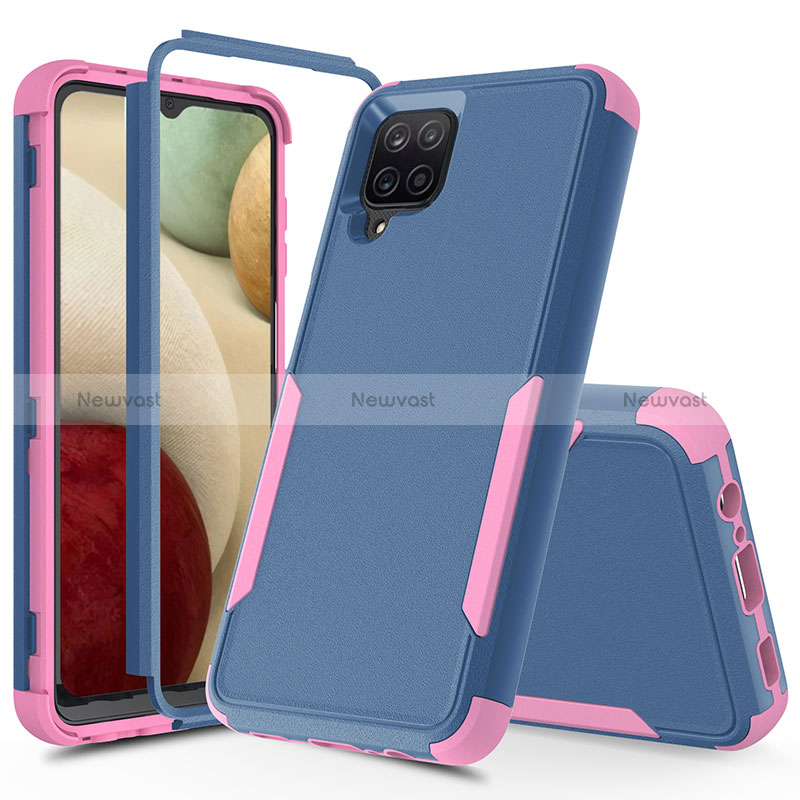 Silicone Matte Finish and Plastic Back Cover Case 360 Degrees MQ1 for Samsung Galaxy M12 Navy Blue