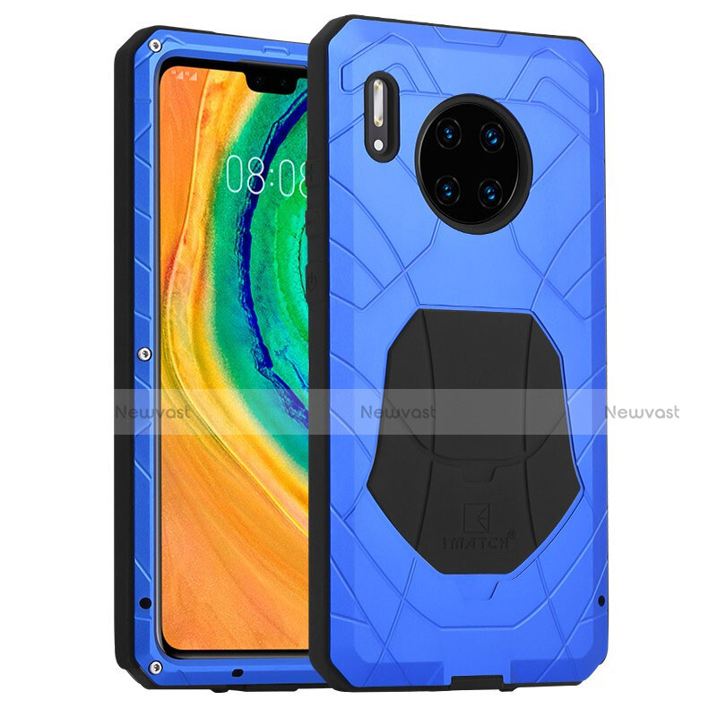 Silicone Matte Finish and Plastic Back Cover Case 360 Degrees R01 for Huawei Mate 30 5G Blue
