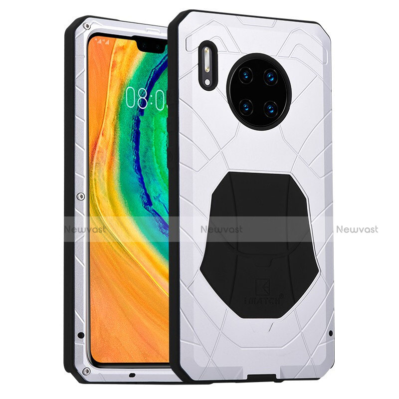 Silicone Matte Finish and Plastic Back Cover Case 360 Degrees R01 for Huawei Mate 30 Pro Silver