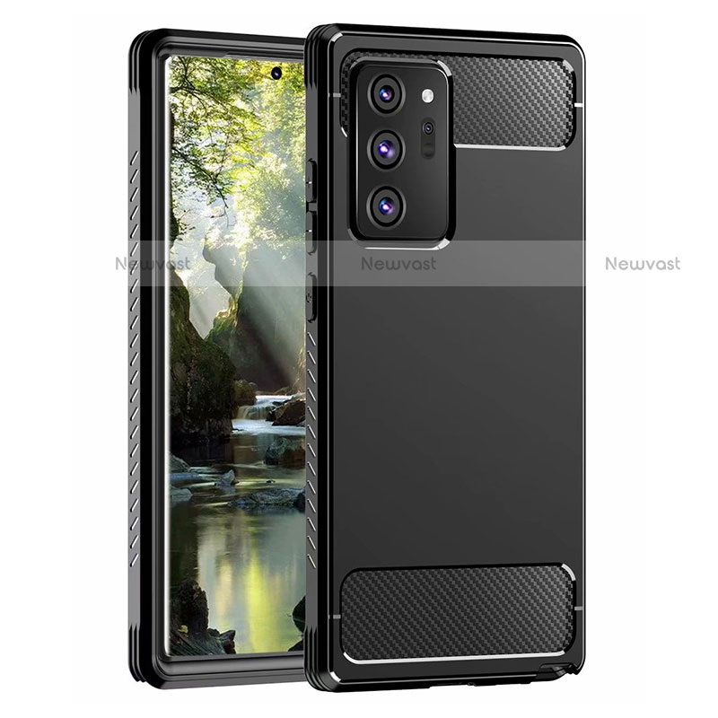 Silicone Matte Finish and Plastic Back Cover Case 360 Degrees R01 for Samsung Galaxy Note 20 Ultra 5G Black