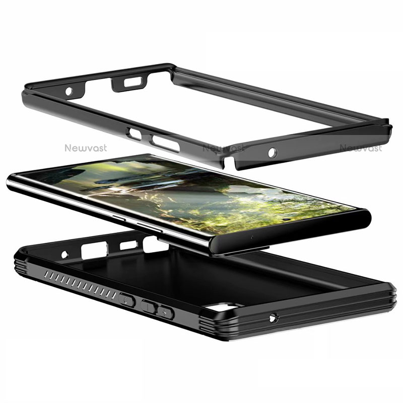 Silicone Matte Finish and Plastic Back Cover Case 360 Degrees R01 for Samsung Galaxy Note 20 Ultra 5G Black