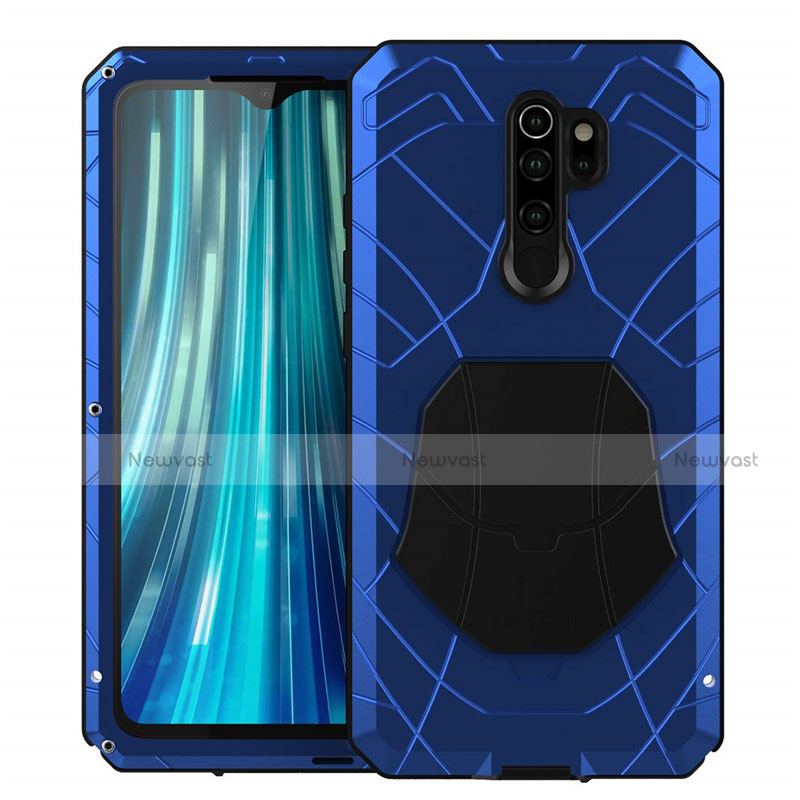 Silicone Matte Finish and Plastic Back Cover Case 360 Degrees R02 for Xiaomi Redmi Note 8 Pro Blue