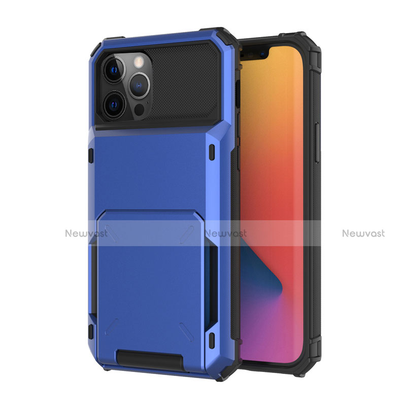 Silicone Matte Finish and Plastic Back Cover Case 360 Degrees R03 for Apple iPhone 12 Pro Max Blue