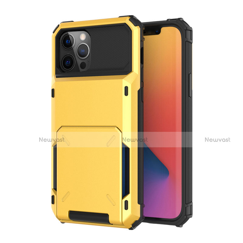 Silicone Matte Finish and Plastic Back Cover Case 360 Degrees R03 for Apple iPhone 12 Pro Yellow