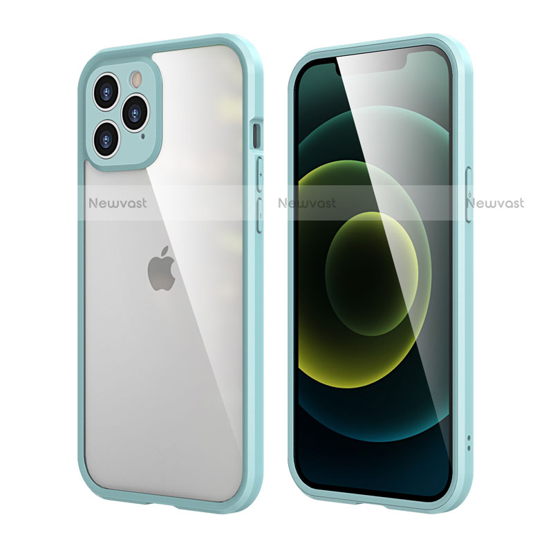 Silicone Matte Finish and Plastic Back Cover Case 360 Degrees R05 for Apple iPhone 12 Pro