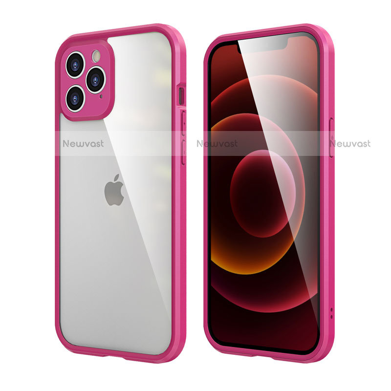 Silicone Matte Finish and Plastic Back Cover Case 360 Degrees R05 for Apple iPhone 12 Pro
