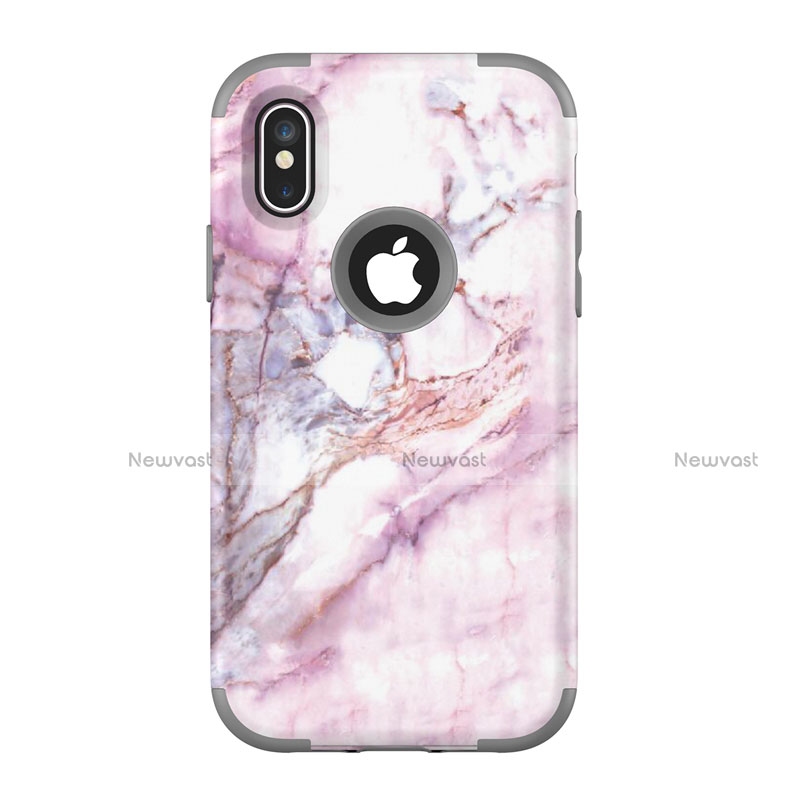 Silicone Matte Finish and Plastic Back Cover Case 360 Degrees U01 for Apple iPhone Xs
