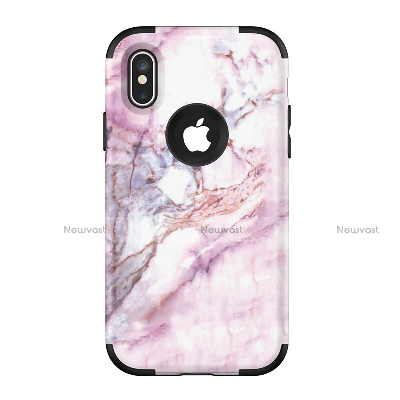 Silicone Matte Finish and Plastic Back Cover Case 360 Degrees U01 for Apple iPhone Xs Max