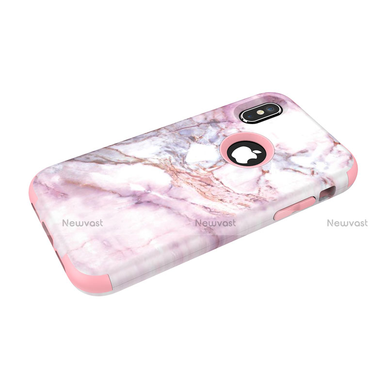 Silicone Matte Finish and Plastic Back Cover Case 360 Degrees U01 for Apple iPhone Xs Max
